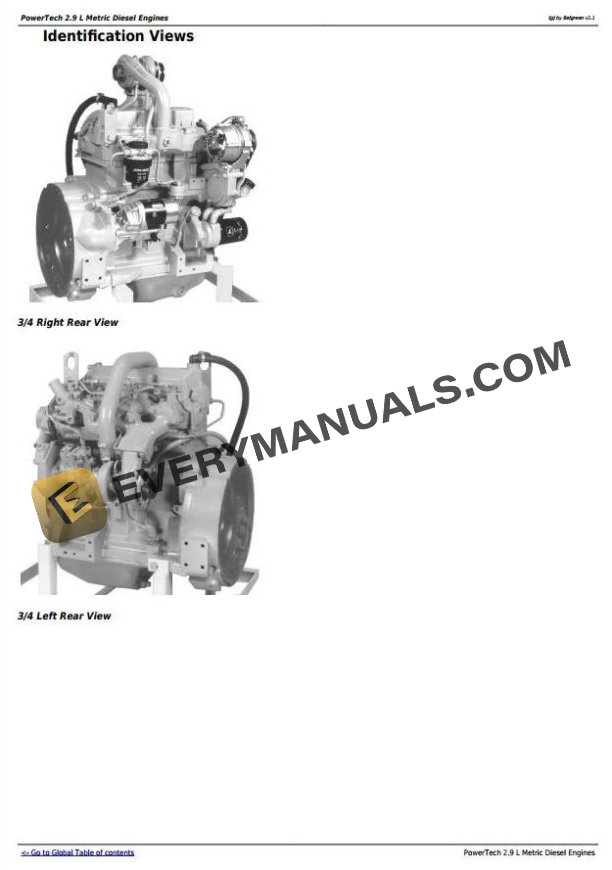 John Deere PowerTech 2.9L 3029 Metric Diesel Engine Component Technical Manual CTM124619