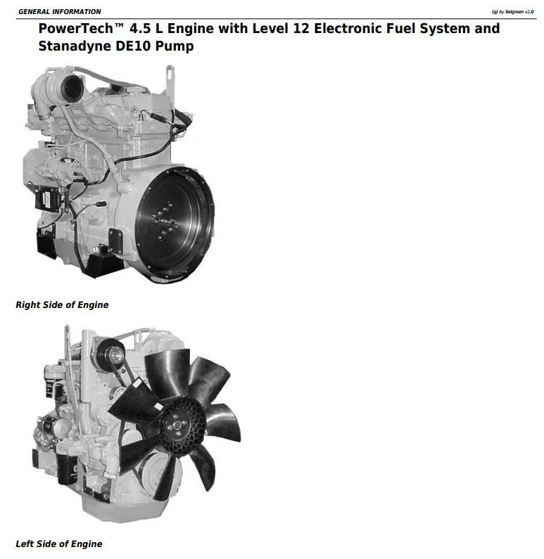 John Deere PowerTech 4.5L 6.8L Lev.12 Electronic Fuel System w DE10 Pump Diesel Engine Component Technical Manual CTM331
