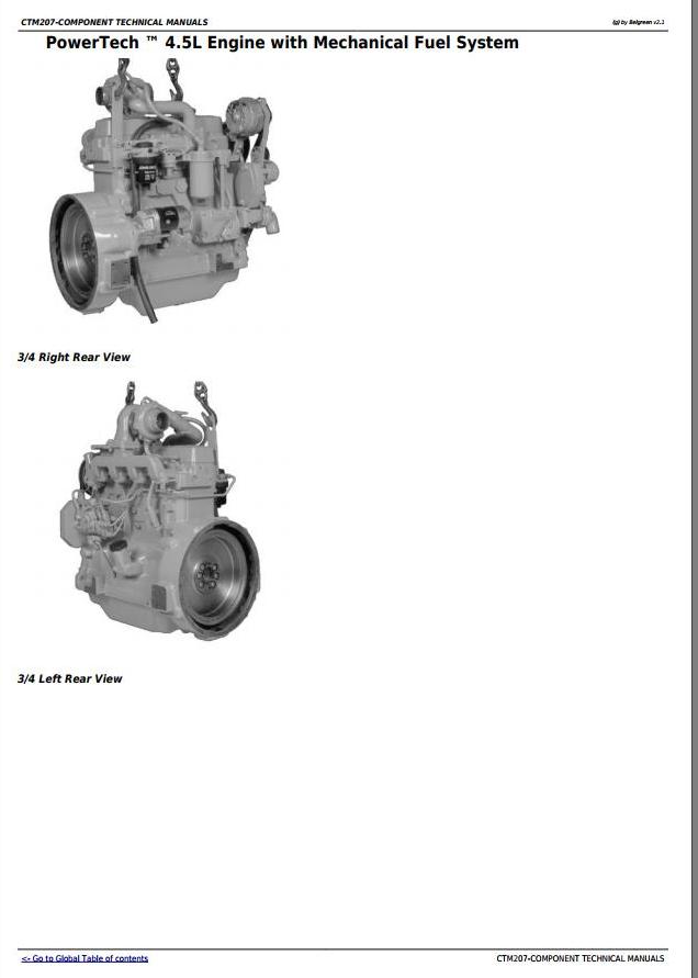 John Deere PowerTech 4.5L 6.8L Mechanical Fuel Systems Diesel Engine Component Technical Manual CTM207