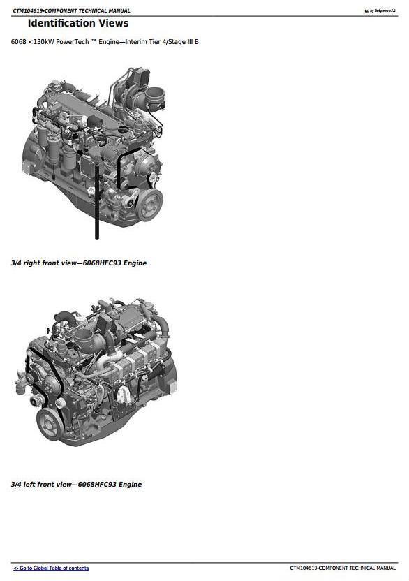John Deere PowerTech 6068 6068HFC93 Interim Tier4, Level 23 ECU Diesel Engine Component Technical Manual CTM104619