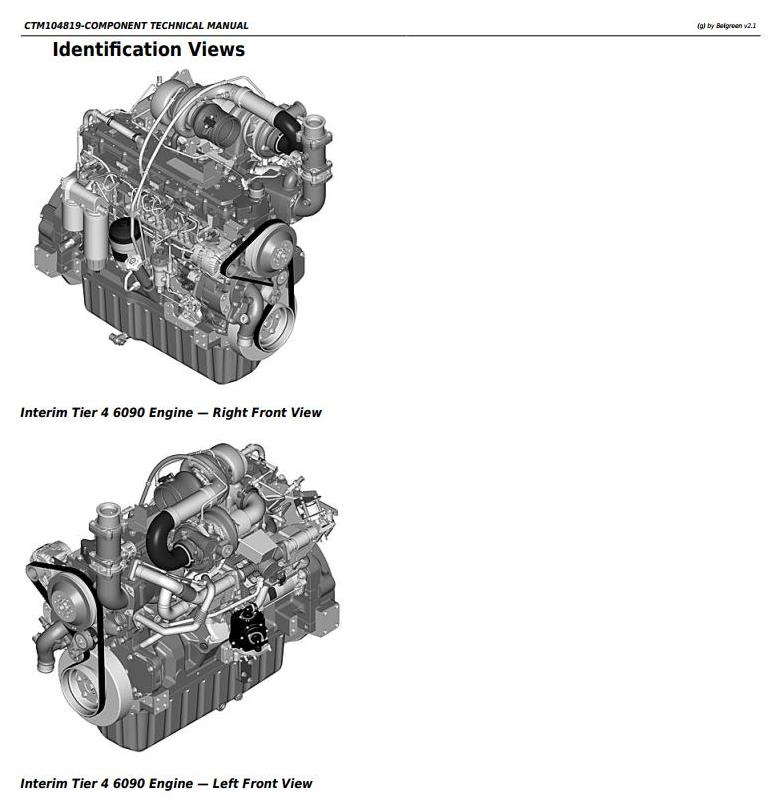 John Deere PowerTech 6090 Interim Tier 4 Level 21 ECU Diesel Engine Component Technical Manual CTM104819