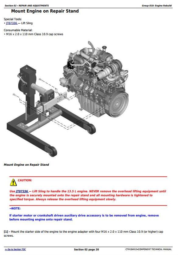 John Deere PowerTech 6135 Interim Tier 4 Level 22 ECU Diesel Engine Component Technical Manual CTM104919