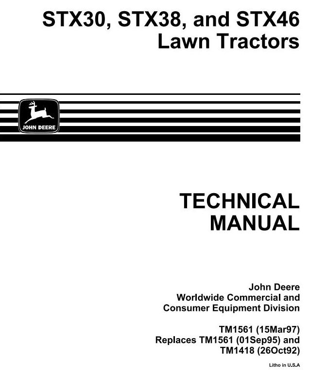 John Deere STX38 STX46 STX30D Lawn Tractor Technical Manual TM1561