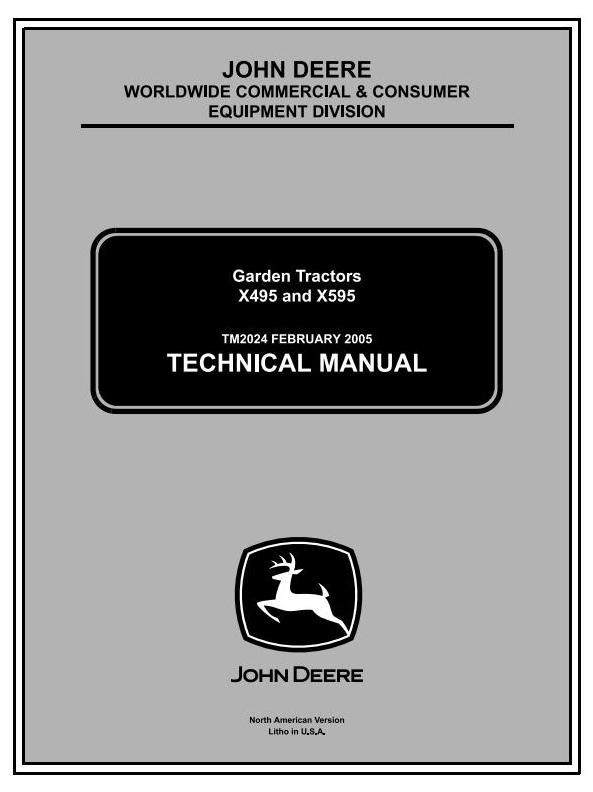 John Deere X495 X595 Lawn Garden Tractor Technical Manual TM2024