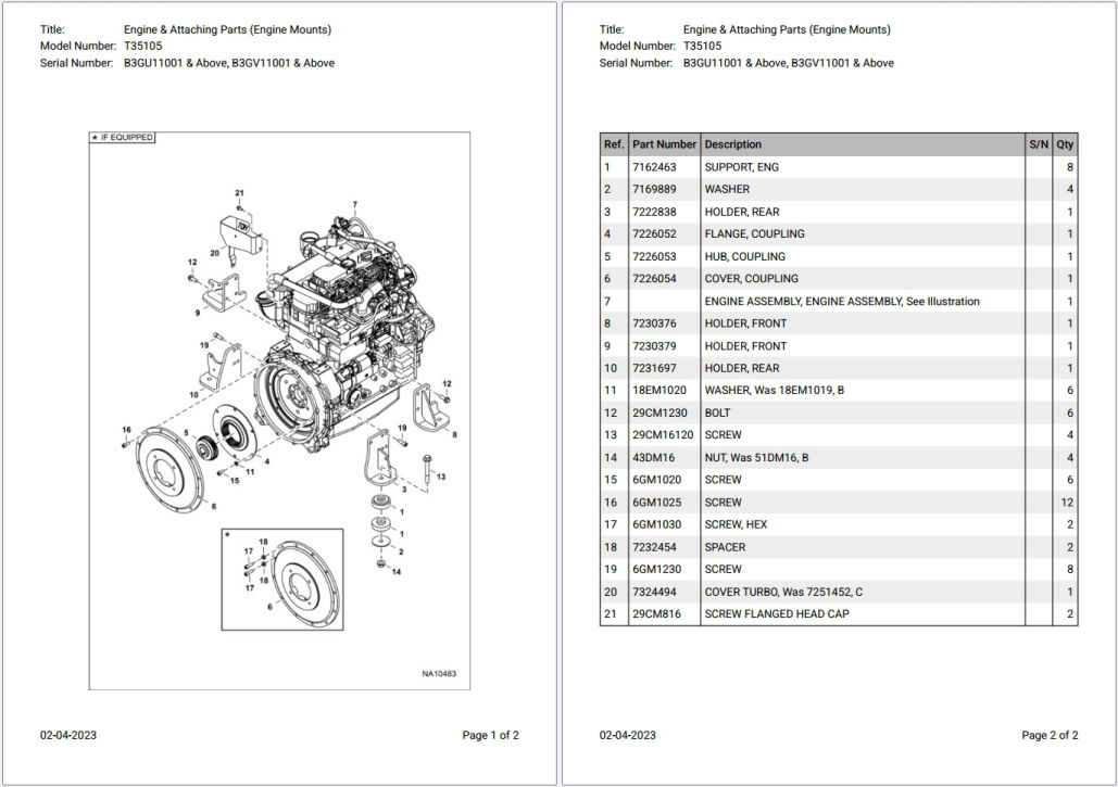 Bobcat T35105 B3GU11001 & Above, B3GV11001 & Above Parts Catalog PDF