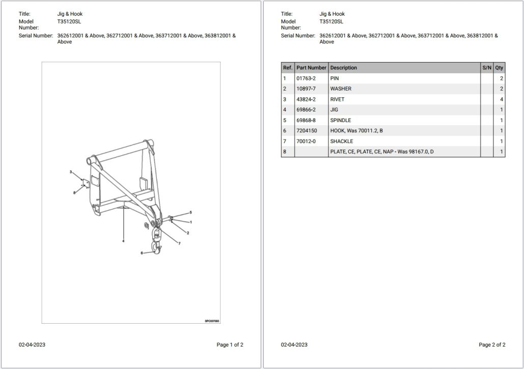 Bobcat T35120SL 362612001 & Above Parts Catalog PDF