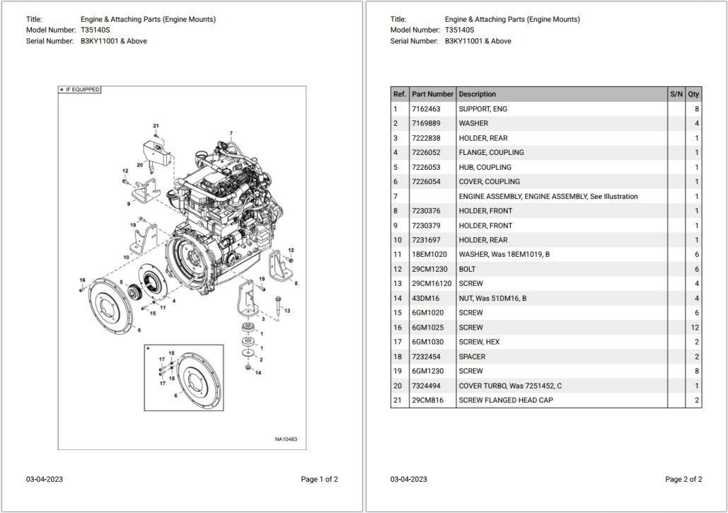 Bobcat T35140S B3KY11001 & Above Parts Catalog PDF
