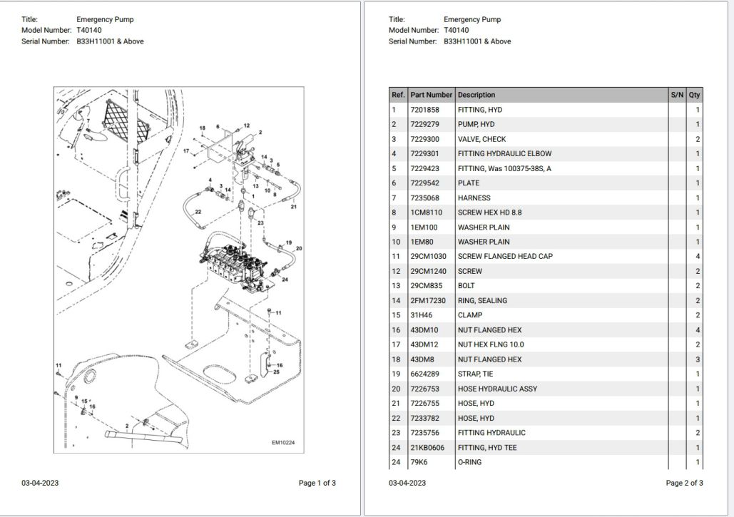 Bobcat T40140 B33H11001 & Above Parts Catalog PDF