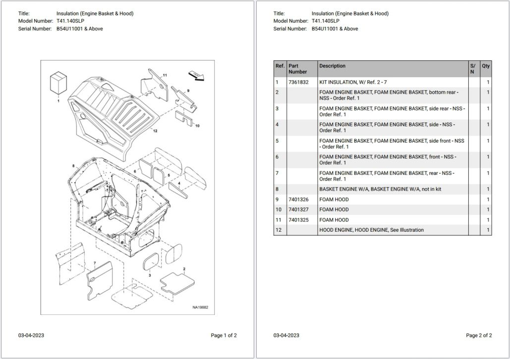 Bobcat T41.140SLP B54U11001 & Above Parts Catalog PDF