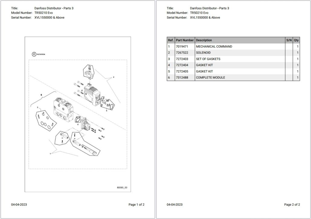 Bobcat TR50210 Evo XVL1550000 & Above Parts Catalog PDF