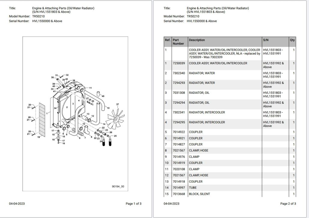 Bobcat TR50210 HVL1550000 & Above Parts Catalog PDF