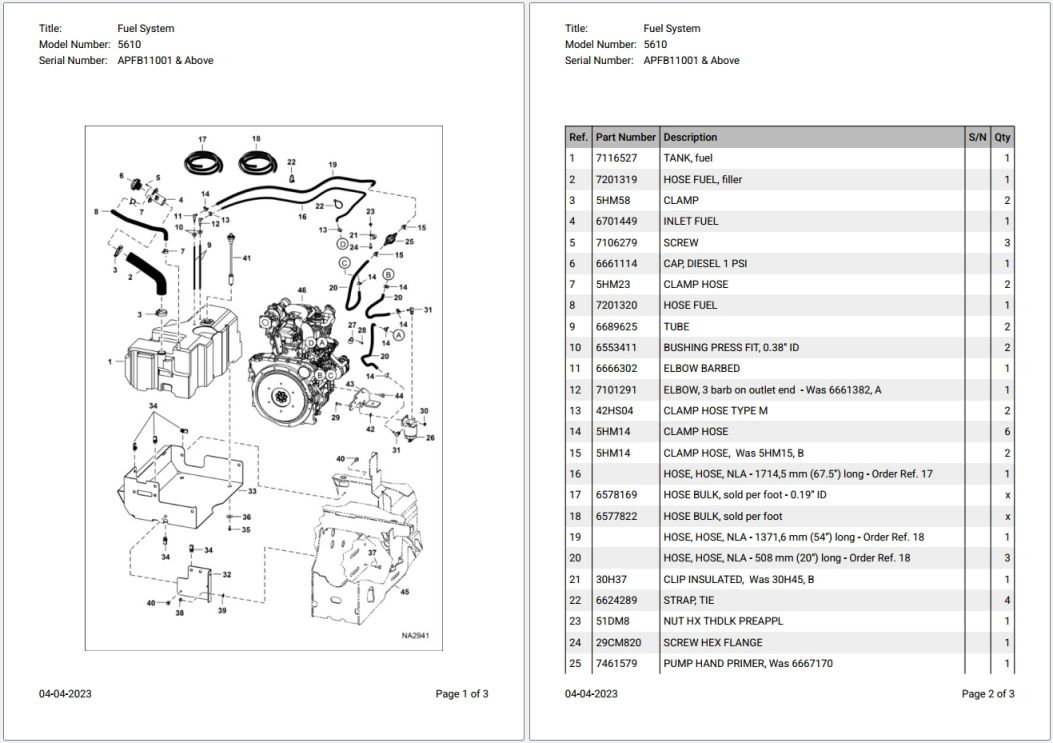 Bobcat 5610 APFB11001 & Above Parts Catalog