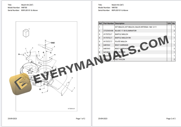 Bobcat WB700 B5PL00101 & Above Parts Catalog