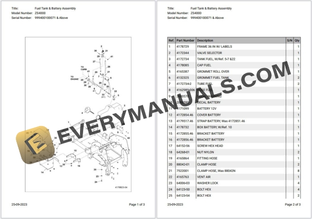 Bobcat ZS4000 999400100071 & Above Parts Catalog