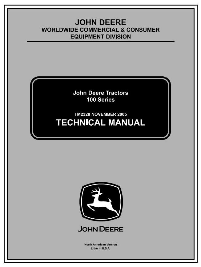 John Deere 102 115 125 135 145 155C 190C Lawn Yard Tractor Technical Manual TM2328CCE