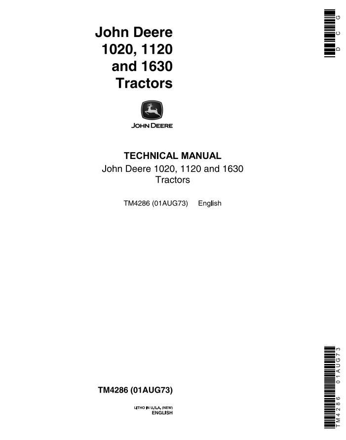 John Deere 1020 1120 1630 Tractor Technical Manual TM4286