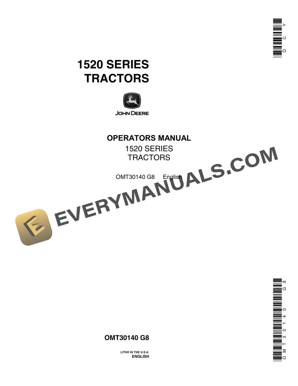 John Deere 1520 Tractor Operator Manual OMT30140