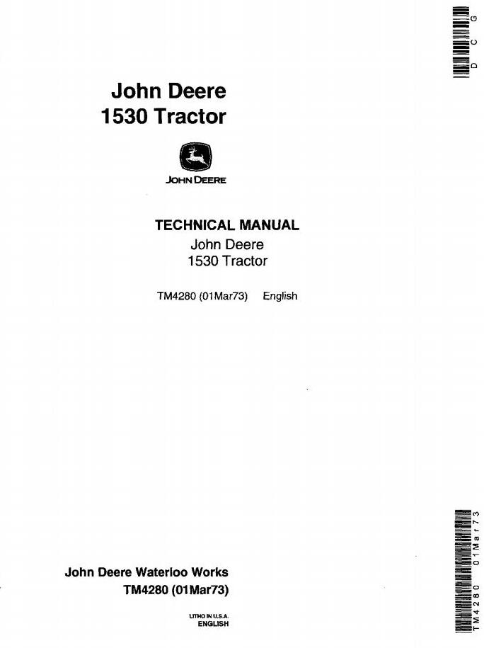 John Deere 1530 Tractor Technical Manual TM4280