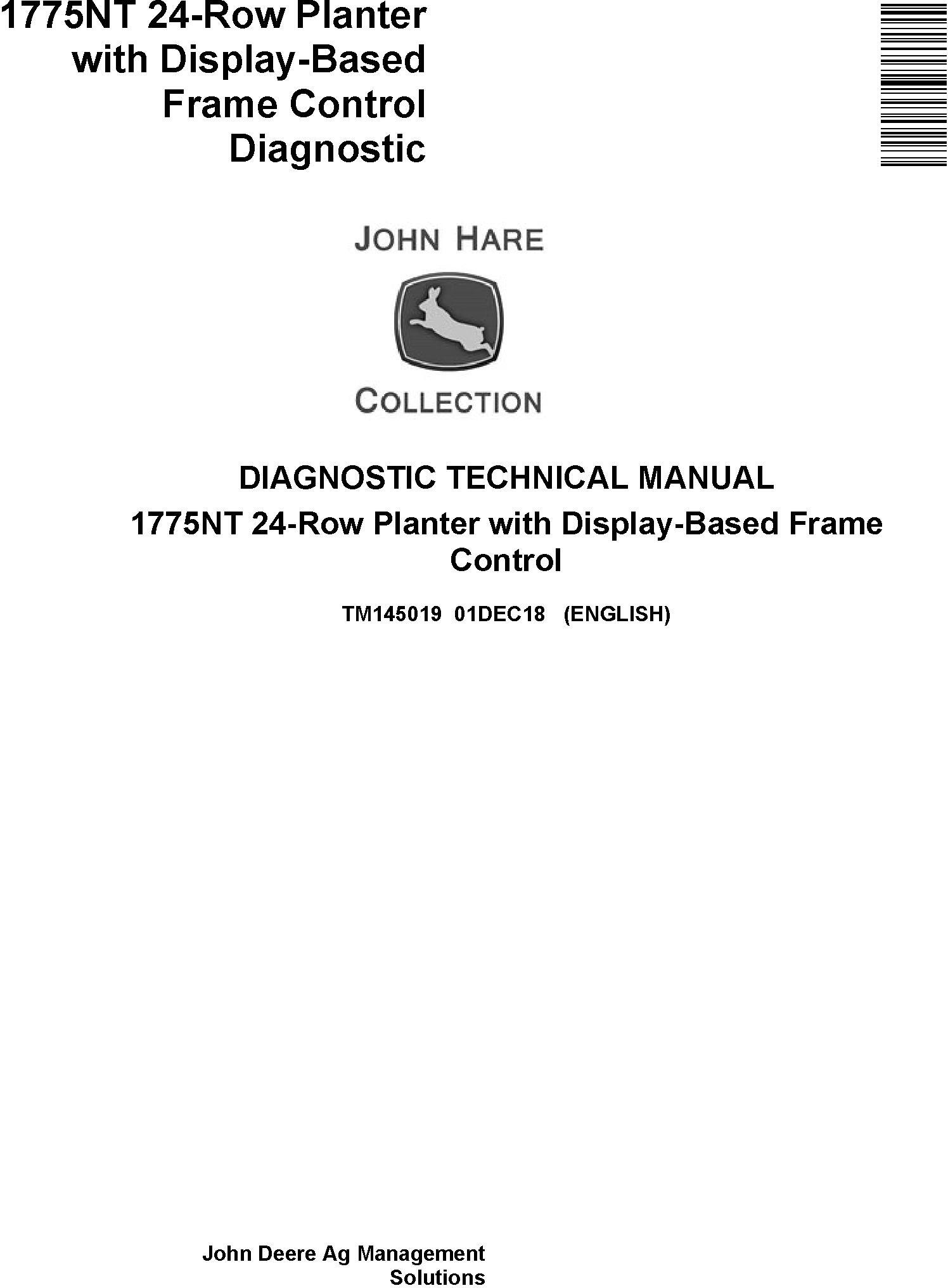 John Deere 1775NT 24-row Planter Diagnostic Technical Manual TM145019
