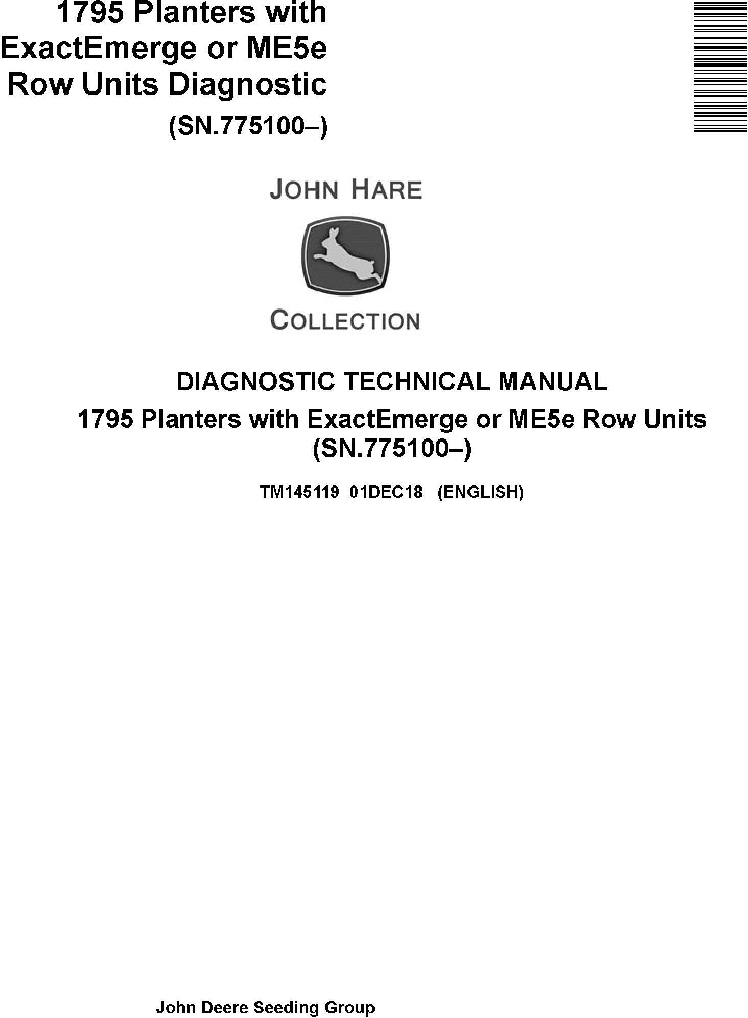 John Deere 1795 Planter Diagnostic Technical Manual TM145119