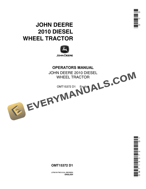 John Deere 2010 Tractor Operator Manual OMT15372