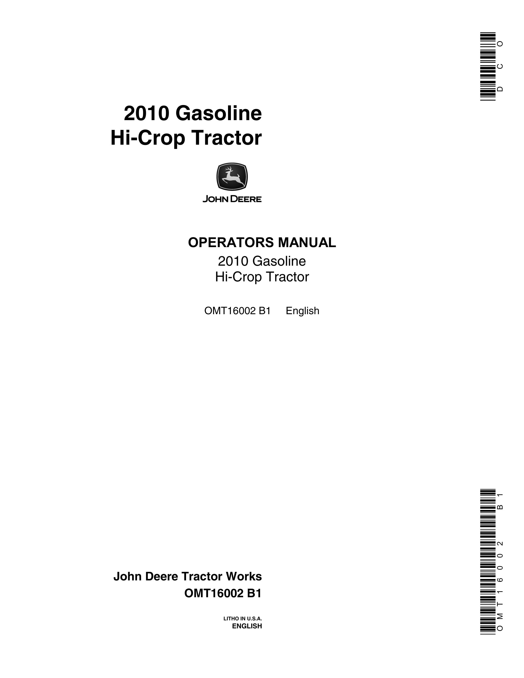 John Deere 2010 Tractor Operator Manual OMT16002-1