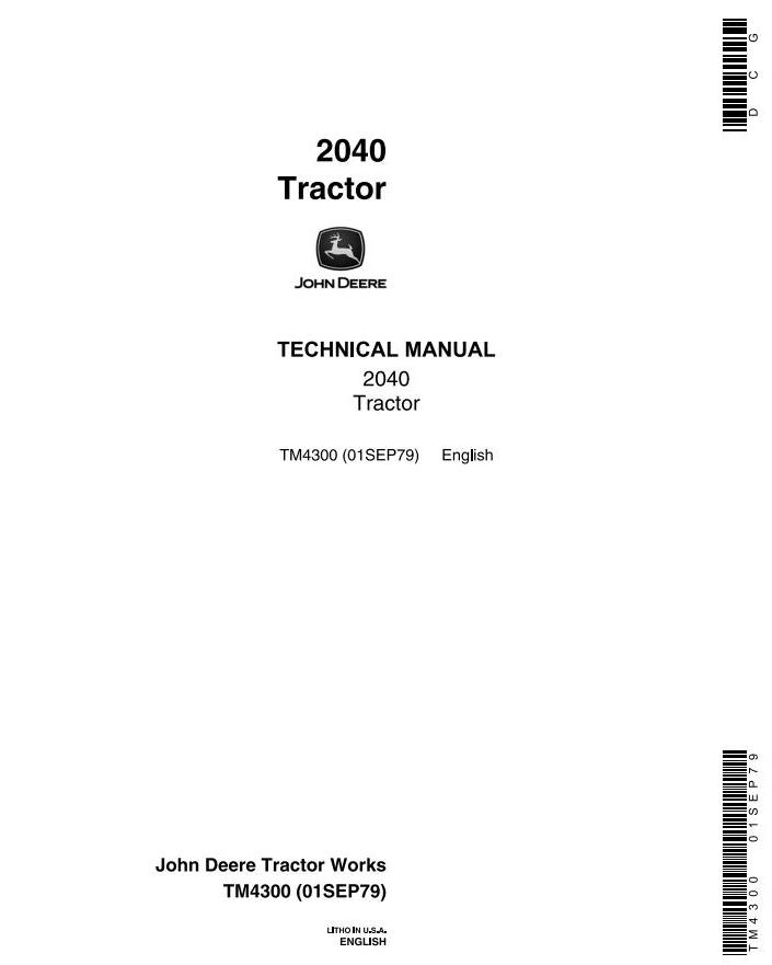 John Deere 2040 Utility Tractor Technical Manual TM4300