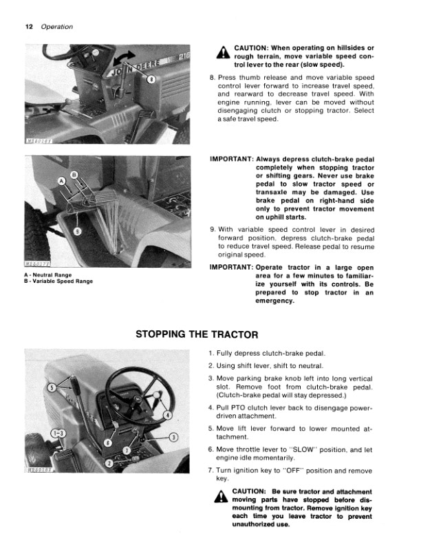 John Deere 210 212 214 AND 216 Tractor Operator Manual OMM83194 2