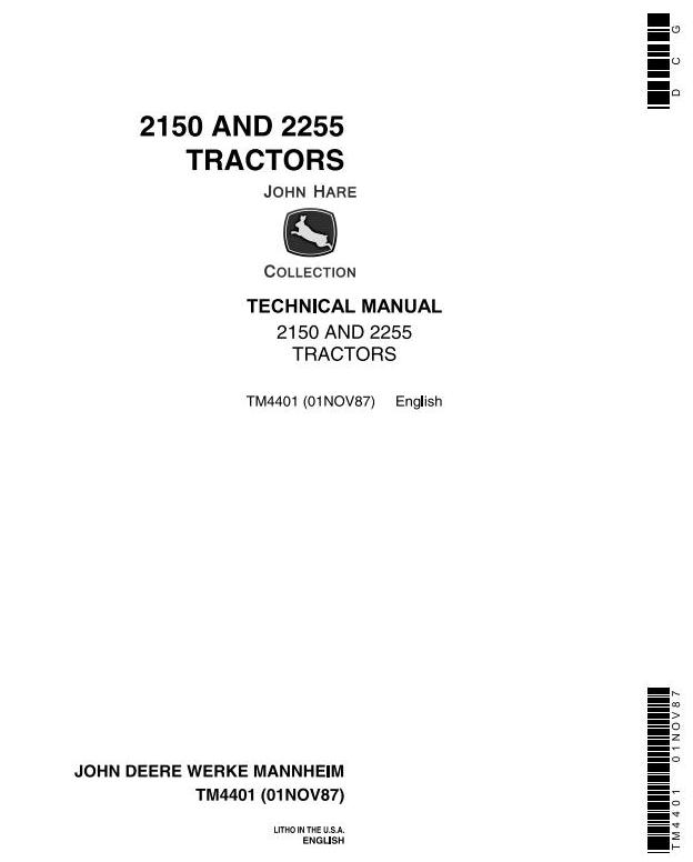 John Deere 2150 2255 Tractor Technical Manual TM4401
