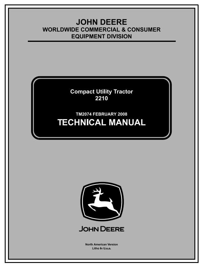 John Deere 2210 Compact Utility Tractor Technical Manual TM2074