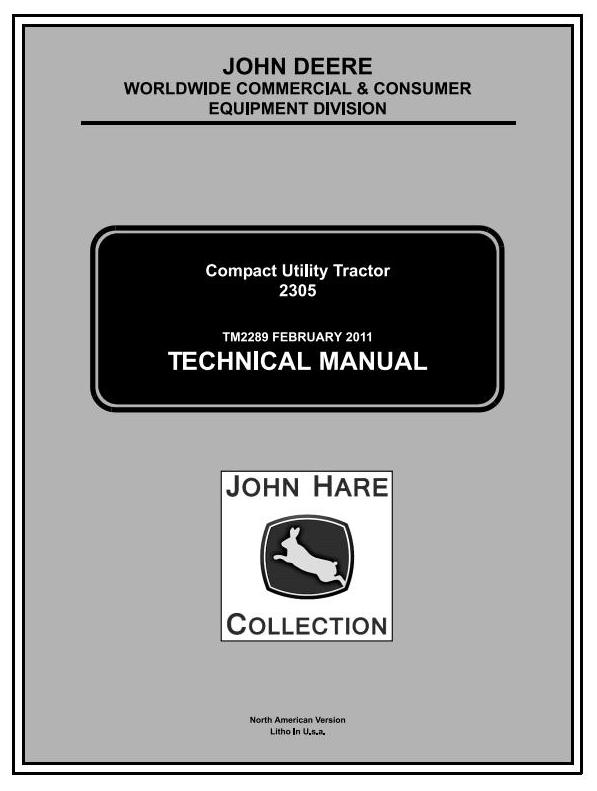 John Deere 2305 Compact Utility Tractor Technical Manual TM2289