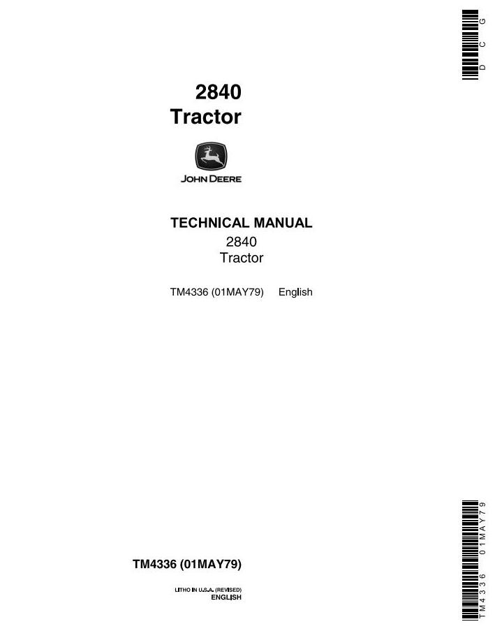 John Deere 2840 Utility Tractor Technical Manual TM4336