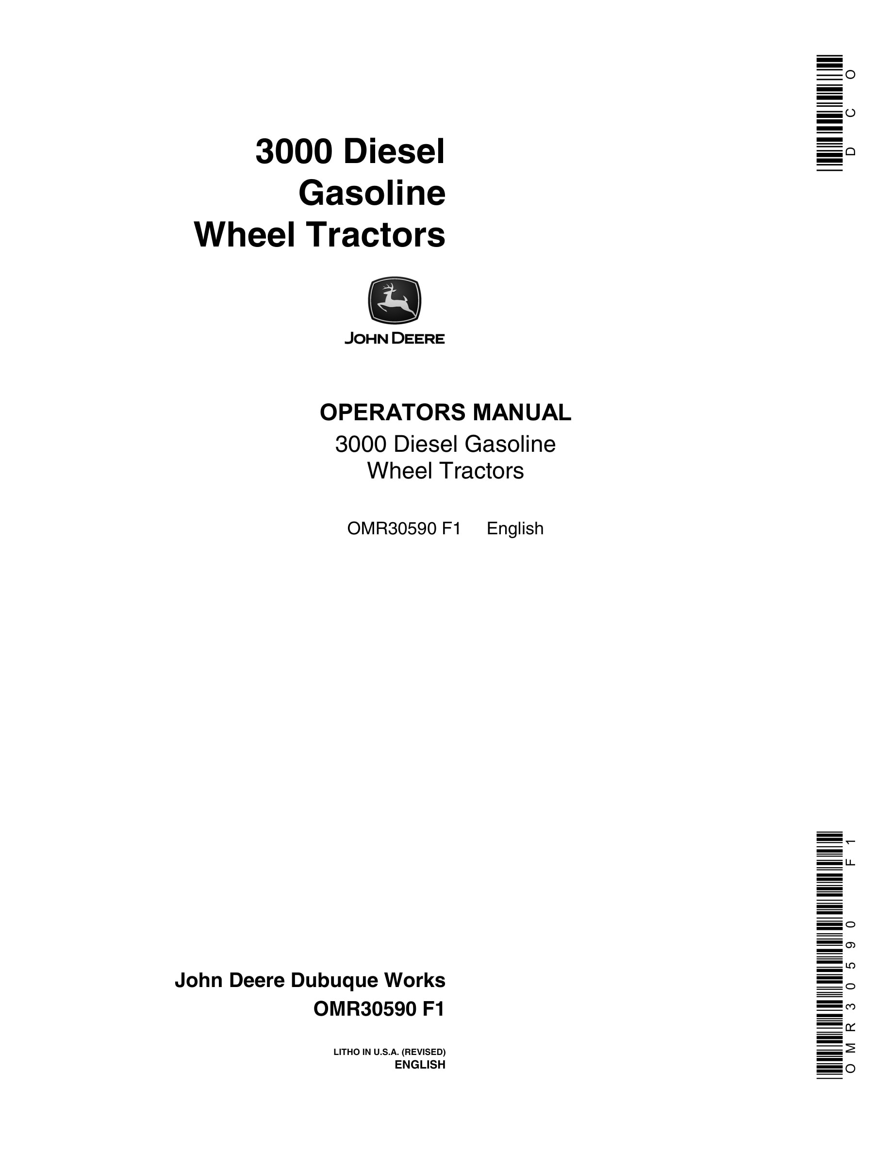 John Deere 3000 Tractor Operator Manual OMR30590-1