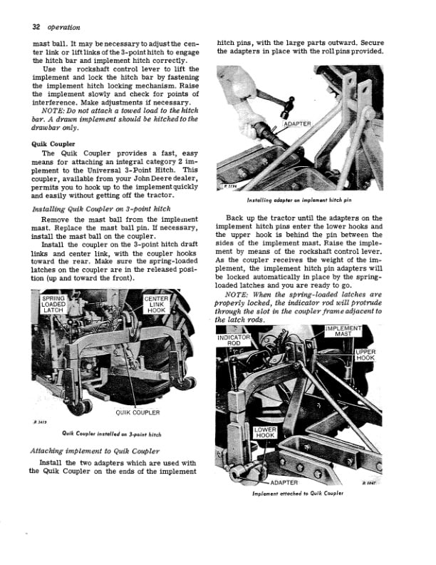 John Deere 3010 Row Crop Utility Diesel Tractor Operator Manual OMR2887 2