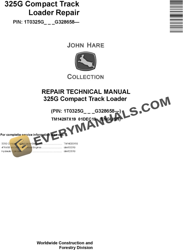 John Deere 325G Compact Track Loader Repair Technical Manual TM14297X19