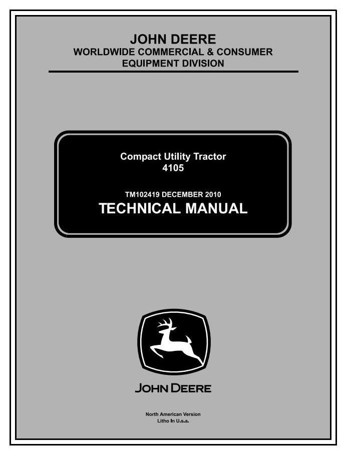 John Deere 4105 Compact Utility Tractor Technical Manual TM102419