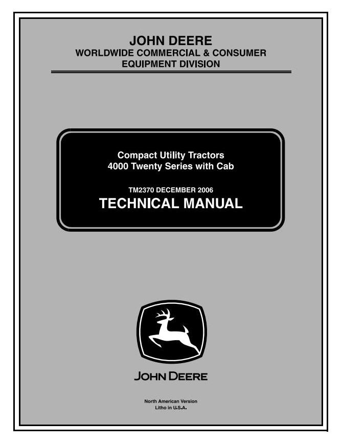 John Deere 4120 4320 4520 4720 Compact Utility Tractor Technical Manual TM2370