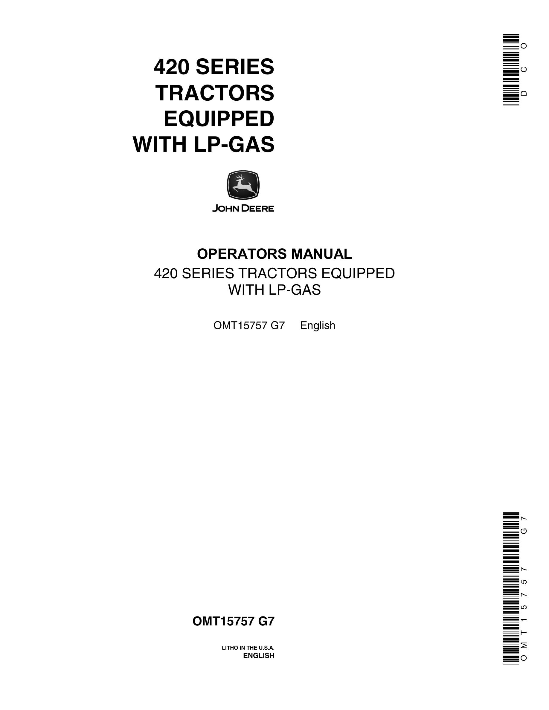 John Deere 420 Tractor Operator Manual OMT15757-1