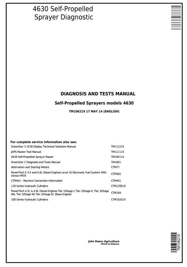 John Deere 4630 Self-Propelled Sprayer Diagnosis Test Manual TM106219