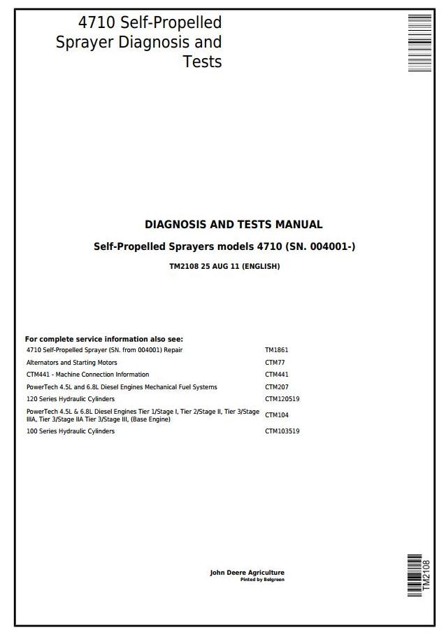 John Deere 4710 Self-Propelled Sprayer Diagnosis Test Manual TM2108
