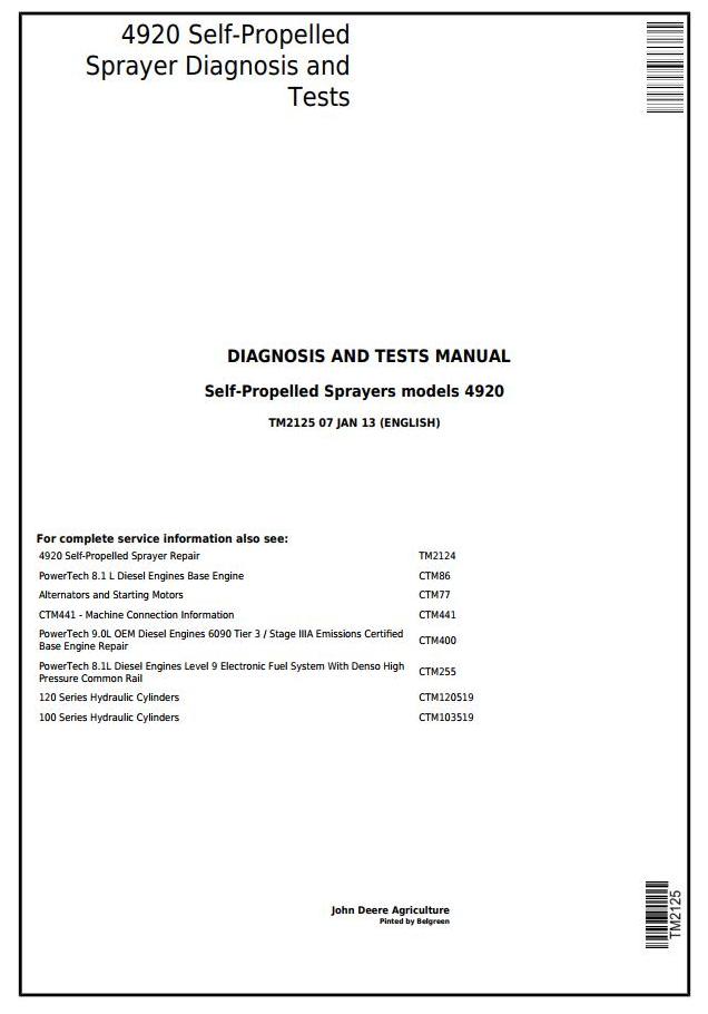 John Deere 4920 Self-Propelled Sprayer Diagnosis Test Manual TM2125