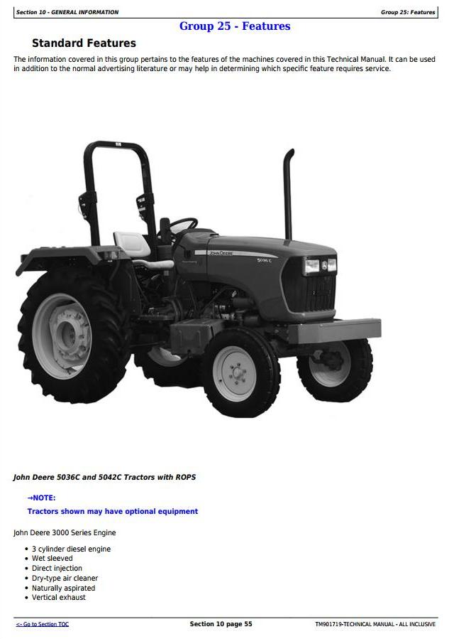 John Deere 5036C 5042C Tractor Technical Manual TM901719