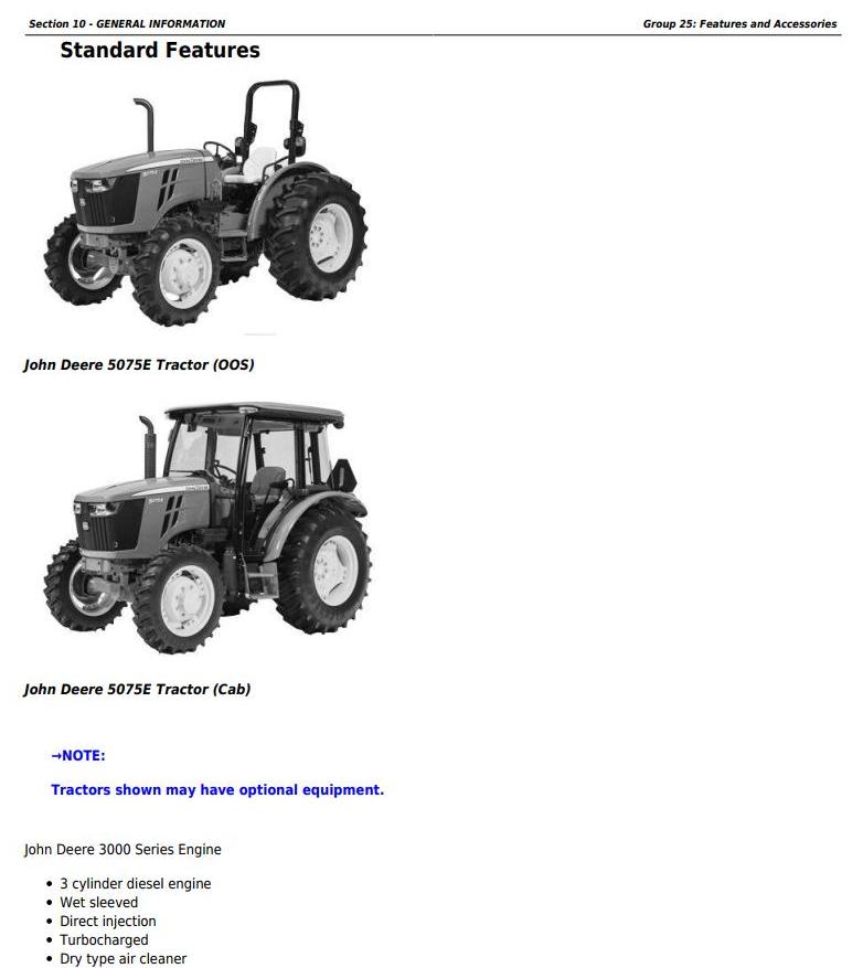 John Deere 5045E 5055E 5065E 5075E (FT4) Tractor Repair Technical Manual TM901519