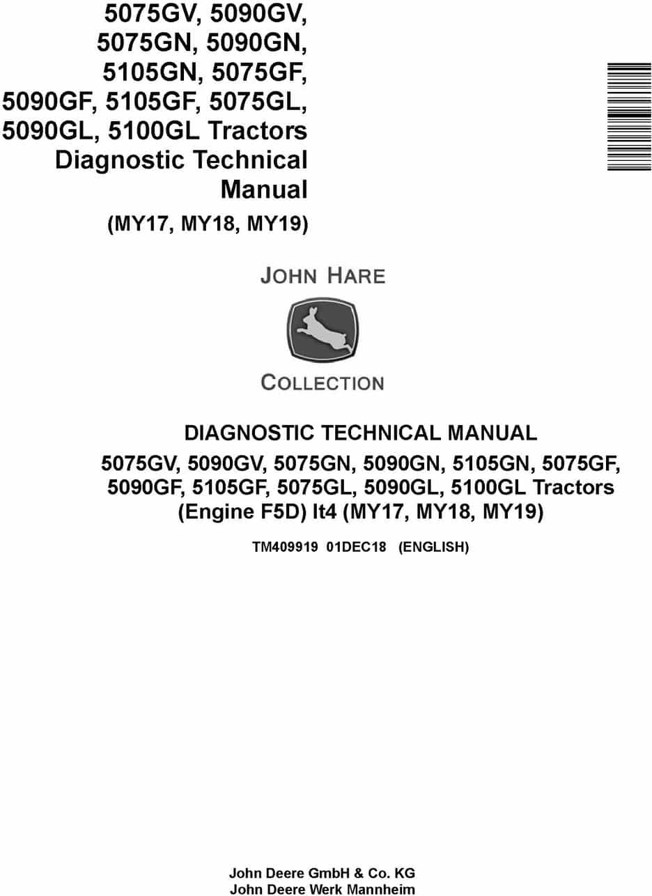 John Deere 5075G to 5105G Tractor Diagnostic Technical Manual TM409919
