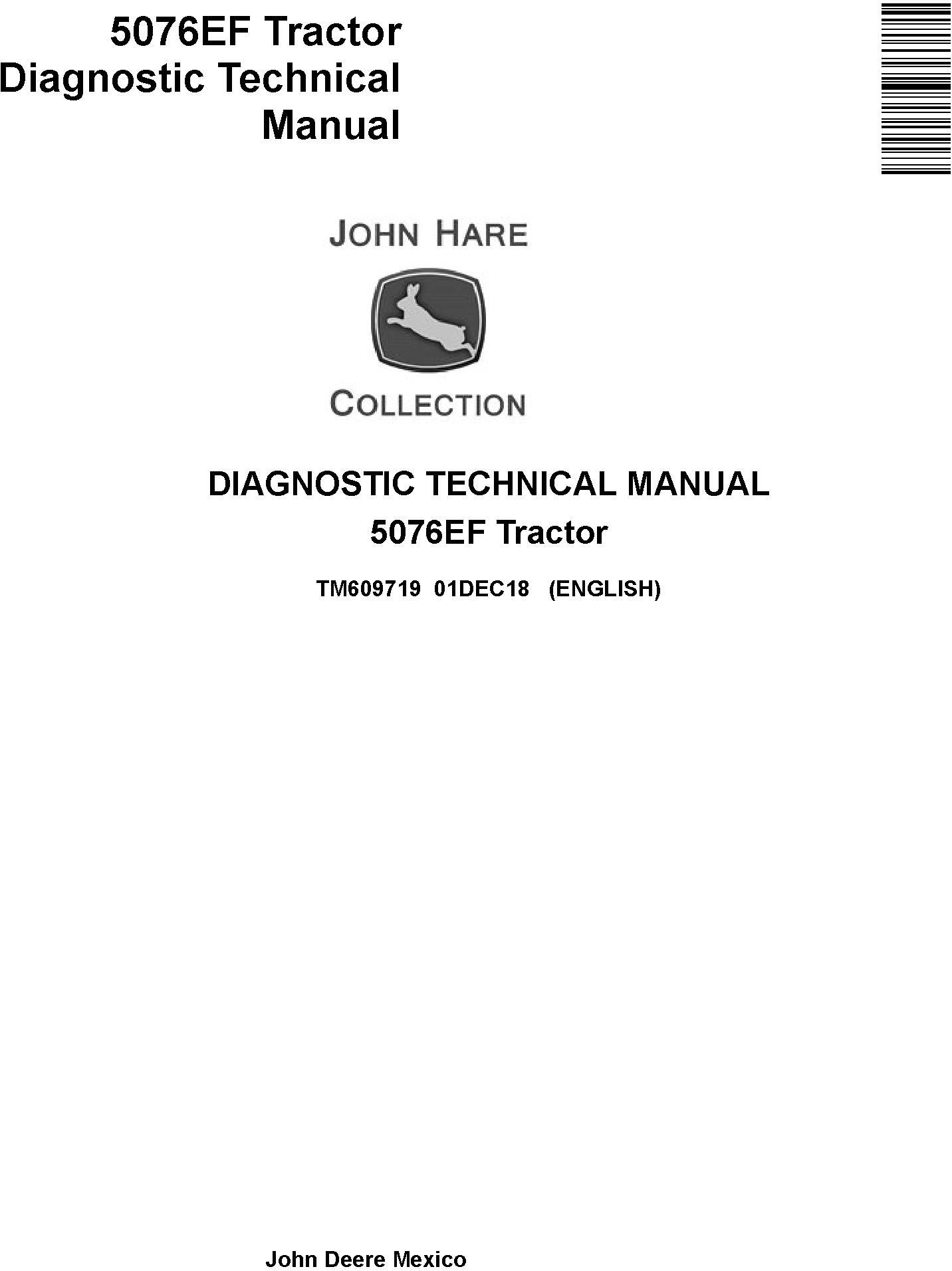 John Deere 5076EF Tractor Diagnostic Technical Manual TM609719