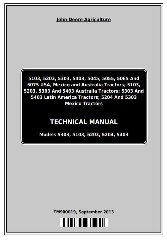 John Deere 5103 to 5204 Tractor Technical Manual TM900019