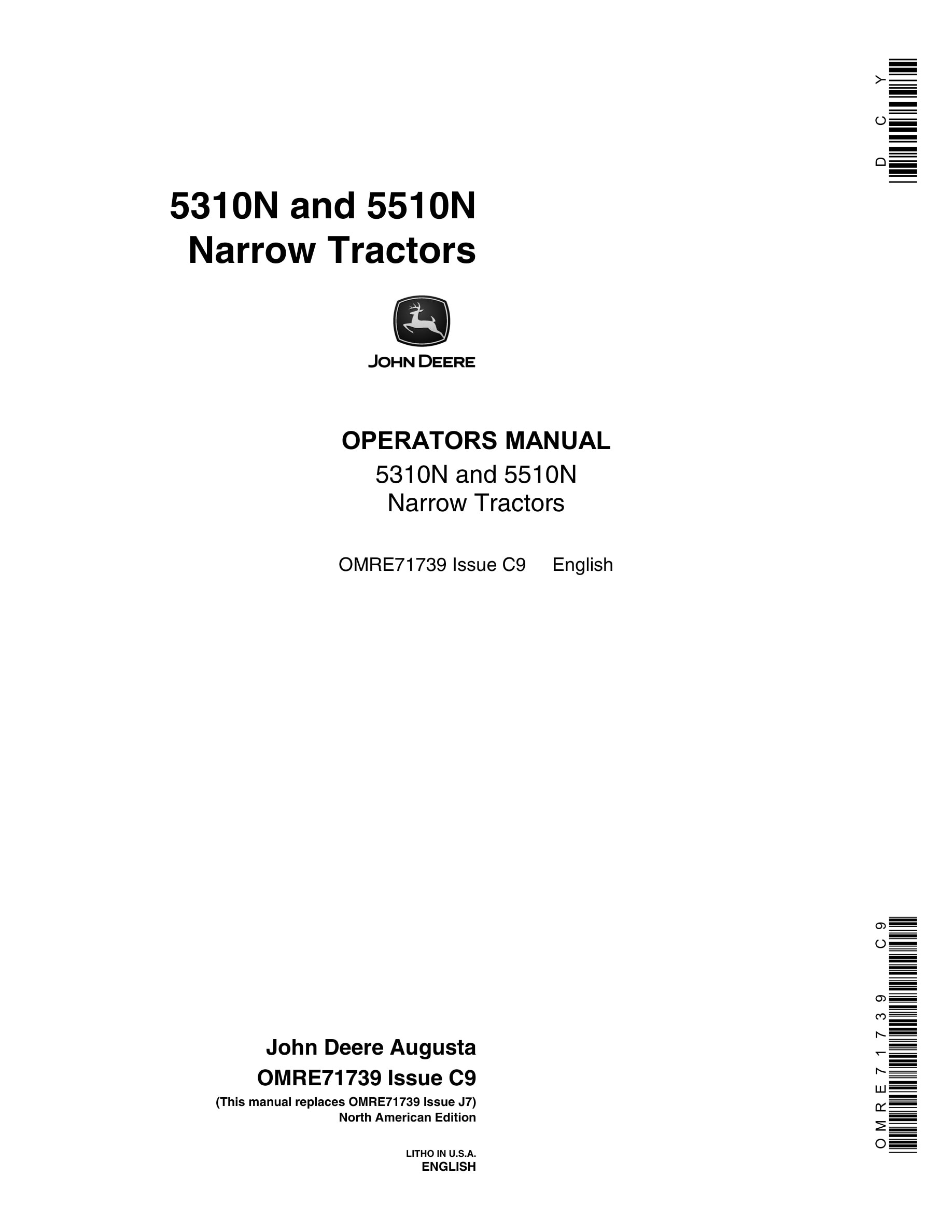 John Deere 5310N and 5510N Tractor Operator Manual OMRE71739-1