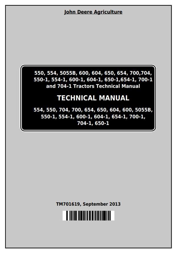 John Deere 550 to 704 China Tractor Technical Manual TM701619