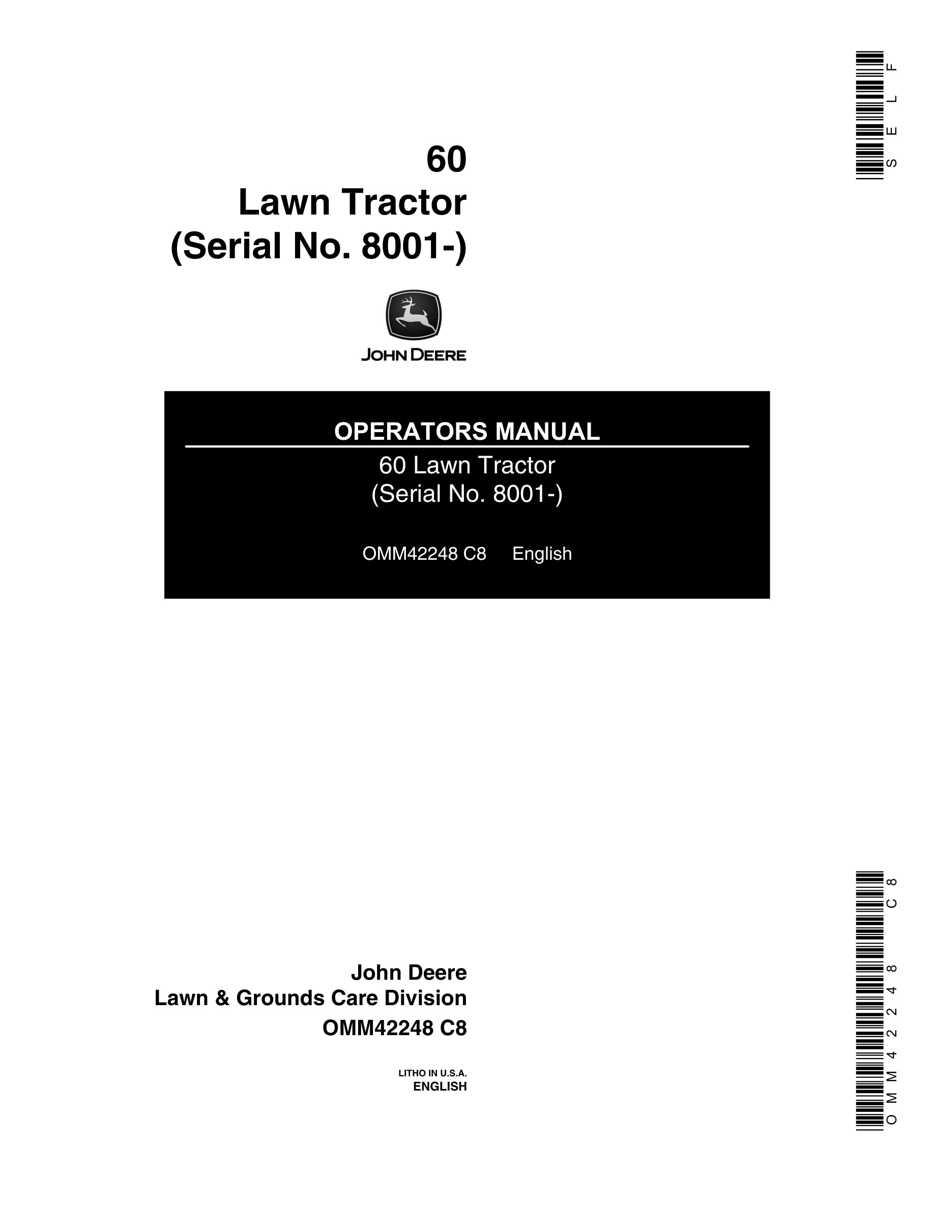 John Deere 60 Tractor Operator Manual OMM42248-1
