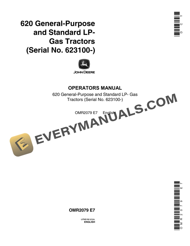 John Deere 620 Tractor Operator Manual OMR2079